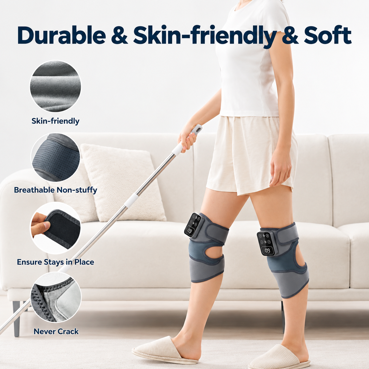 Cordless Knee Massager with Heat Vibration